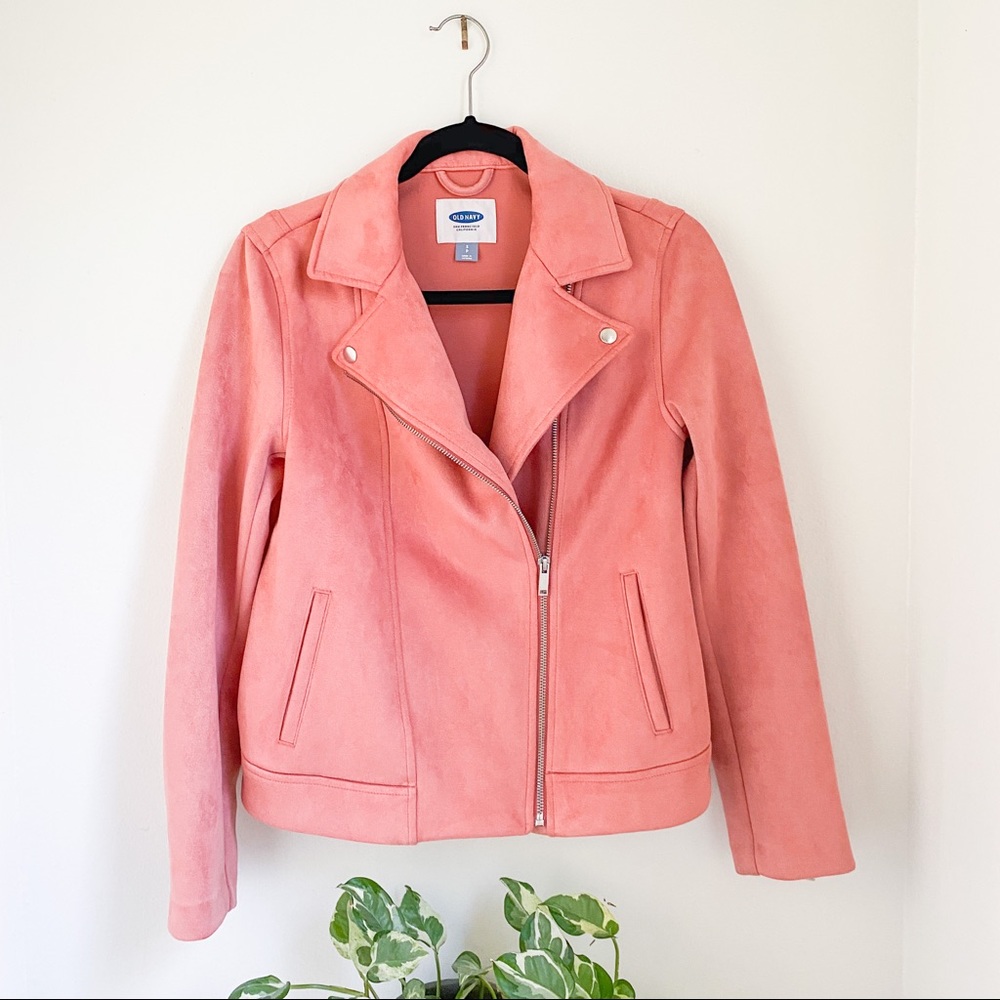 Coral Sueded Stretchy Moto Jacket (S)